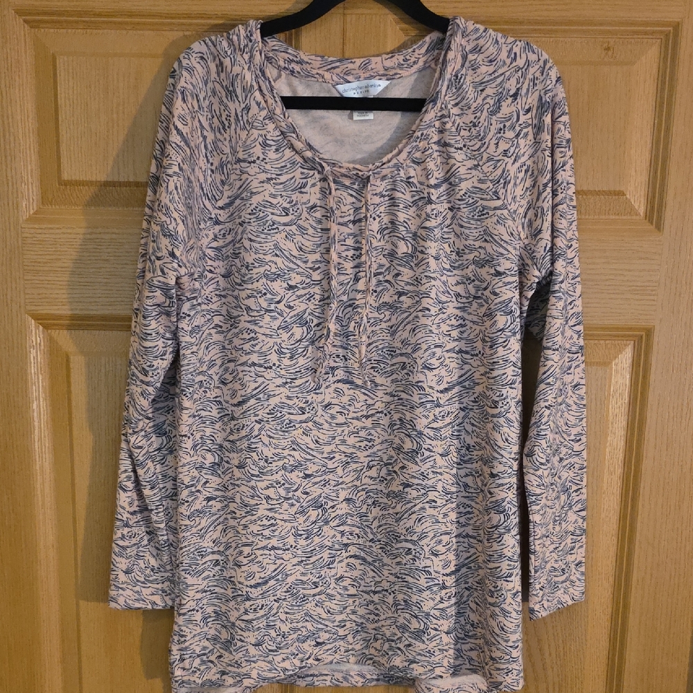 Christopher & Banks‎ Peach and Navy Patterned Top P/L